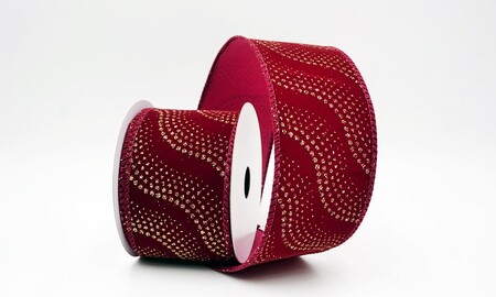 Bordeauxrood lint met glitter, golf- en stippenpatroon_KW0474GC-8-8